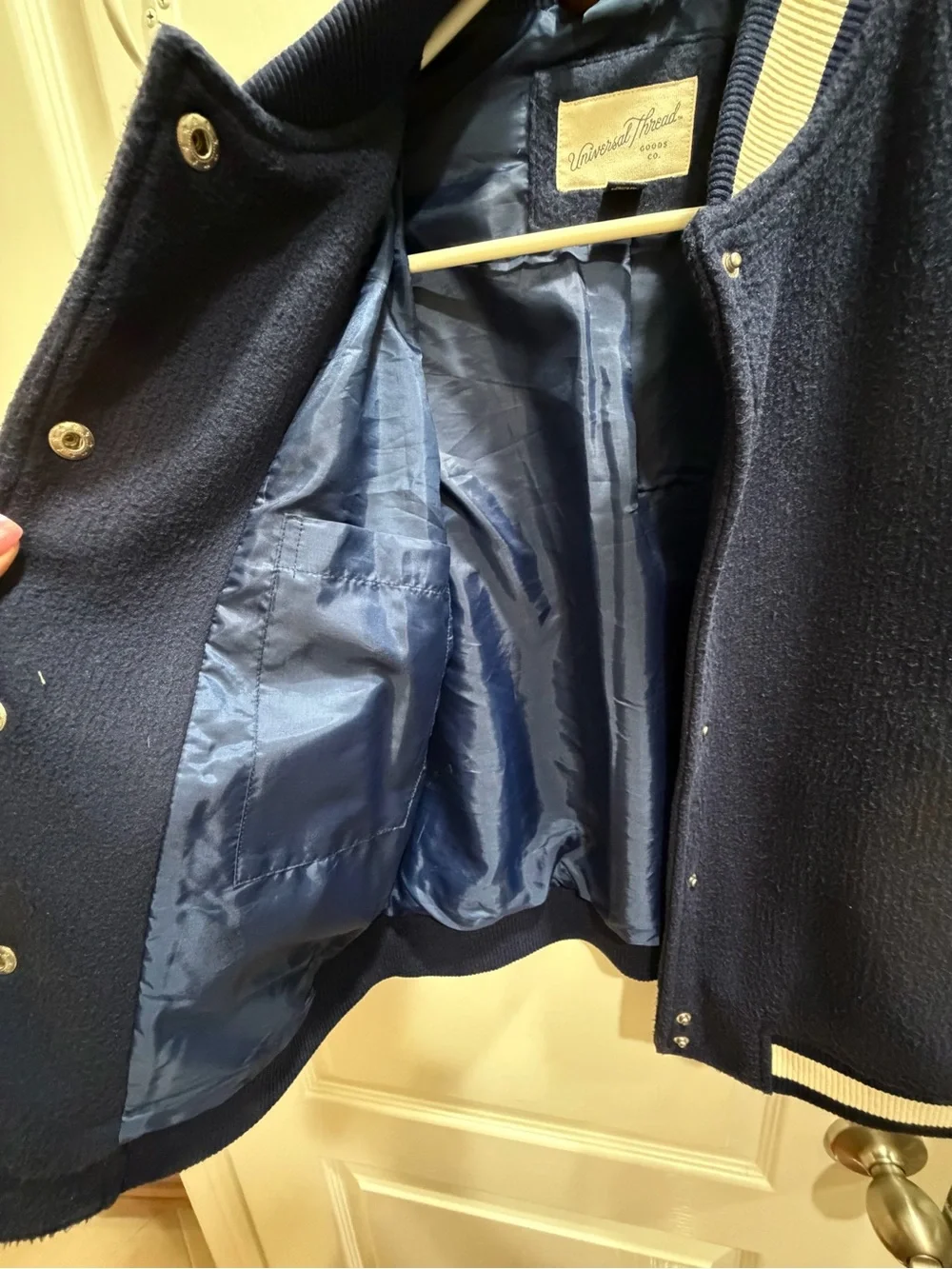 Universal Thread Navy and Brown Varsity Jacket women